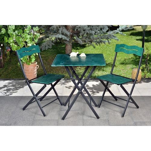 Floriane Garden Set vrtnih stolova i stolica (3 komada), zelena crna boja, Bistro Set 6 slika 1