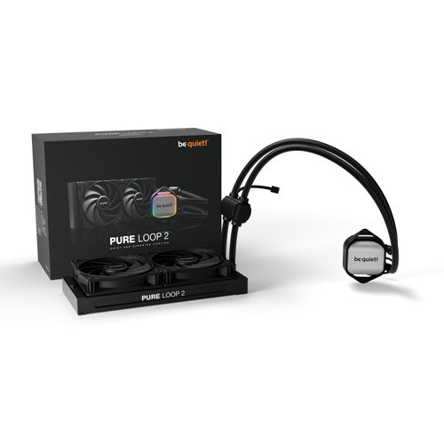 be quiet! BW017 PURE LOOP 2, 240mm [with Mounting Kit for Intel and AMD], Doubly decoupled PWM pump, Two Pure Wings 3 PWM fan 120mm, Unmistakable design with ARGB LED and aluminum-style slika 1