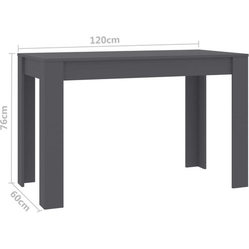 Blagovaonski stol visoki sjaj sivi 120 x 60 x 76 cm od iverice slika 18