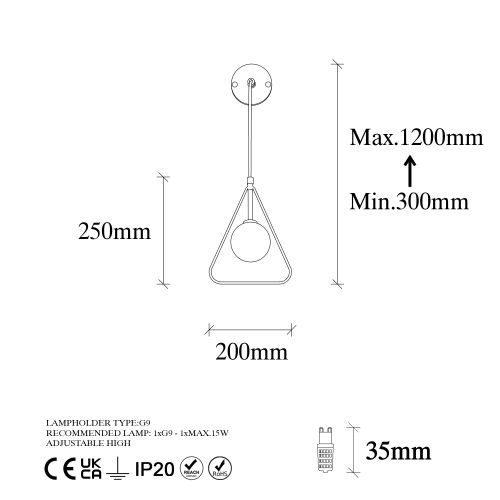 Opviq Zidna lampa, 942FLG2106 slika 7