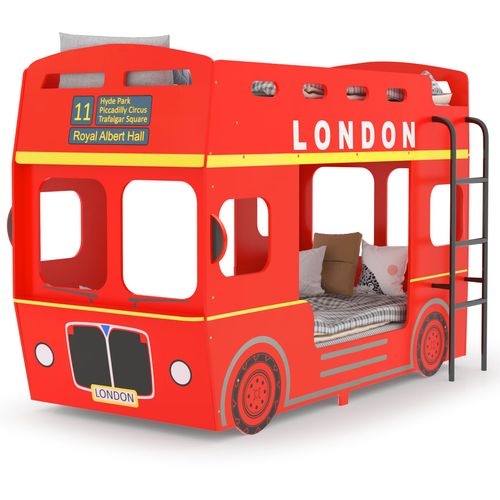 Krevet na kat londonski autobus crveni MDF 90 x 200 cm slika 10