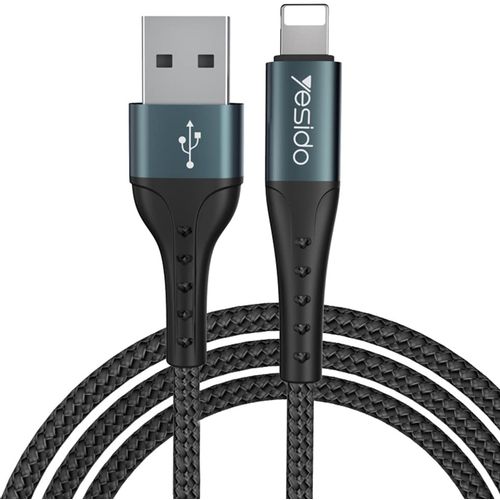 Yesido - Podatkovni kabel (CA-62) - USB na Lightning, 2,4 A, 1,2 m - crni slika 1