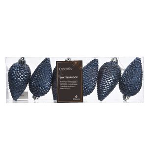 Novogodišnji set šišarki za jelku 6pcs 8cm 028607 - Night blue - KMG