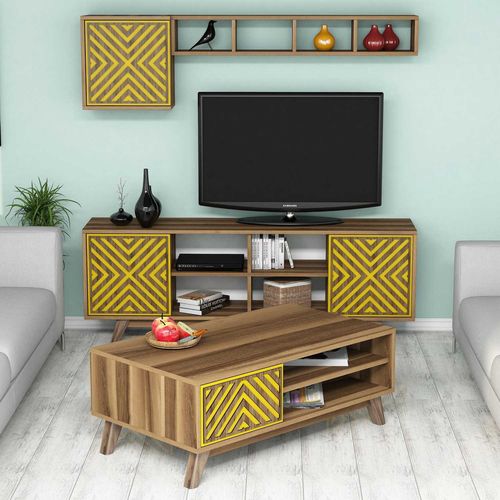 Inci - Walnut, Yellow Walnut
Yellow Living Room Furniture Set slika 2