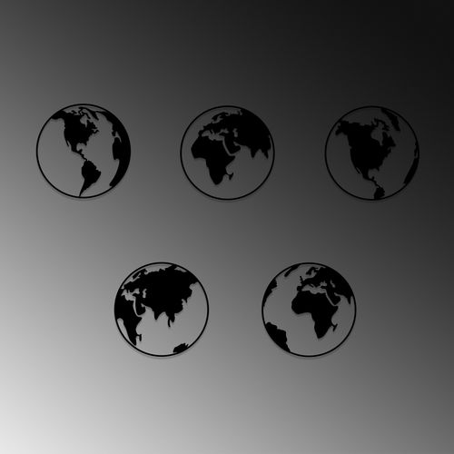 World Map 2 Black Decorative Metal Wall Accessory slika 4