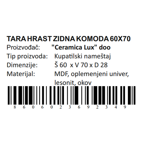 Ceramica lux Tara Hrast zidna komoda 60x70 300301 slika 4