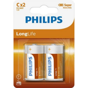 PHILIPS Baterije C - LongLife, 2 komada (R14)