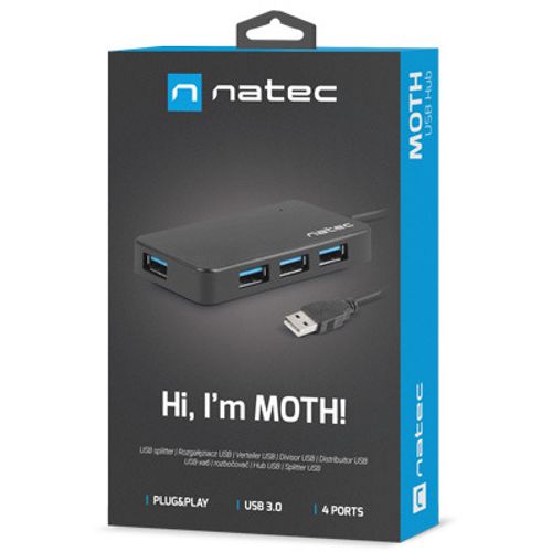 Natec NHU-1342 MOTH, USB 3.0 Hub, 4-Port, Cable 15 cm slika 3