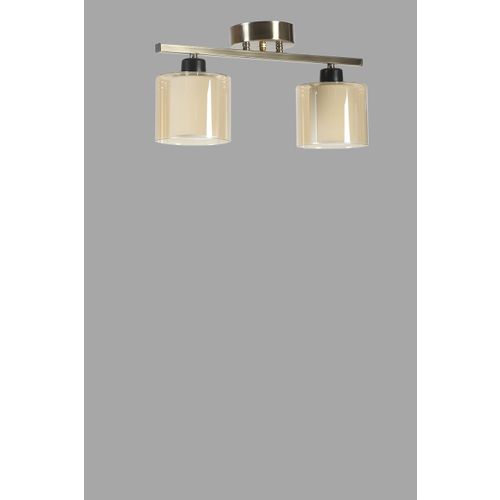 Yeni Nomi 2 Li Mat Krom Bal Camlı Avize - Matte Chrome Amber Chandelier slika 3