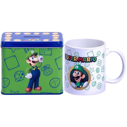 Nintendo Super Mario Bros Luigi Mug + Money box set slika 3