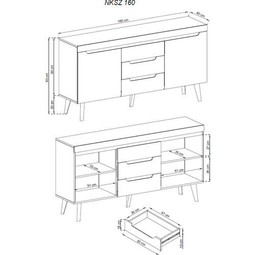 Komoda NORDI  NKSZ160  slika 2