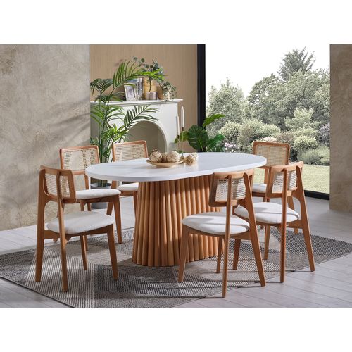 Pera - White, Natural White
Natural Dining Table & Chairs Set (6 Pieces) slika 4