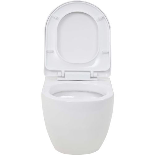 Zidna toaletna školjka s ugradbenim vodokotlićem keramička bijela slika 40