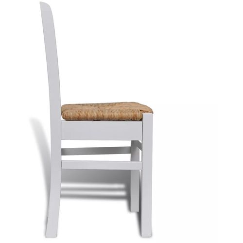 Blagovaonske stolice od borovine i rogoza 6 kom bijele slika 34