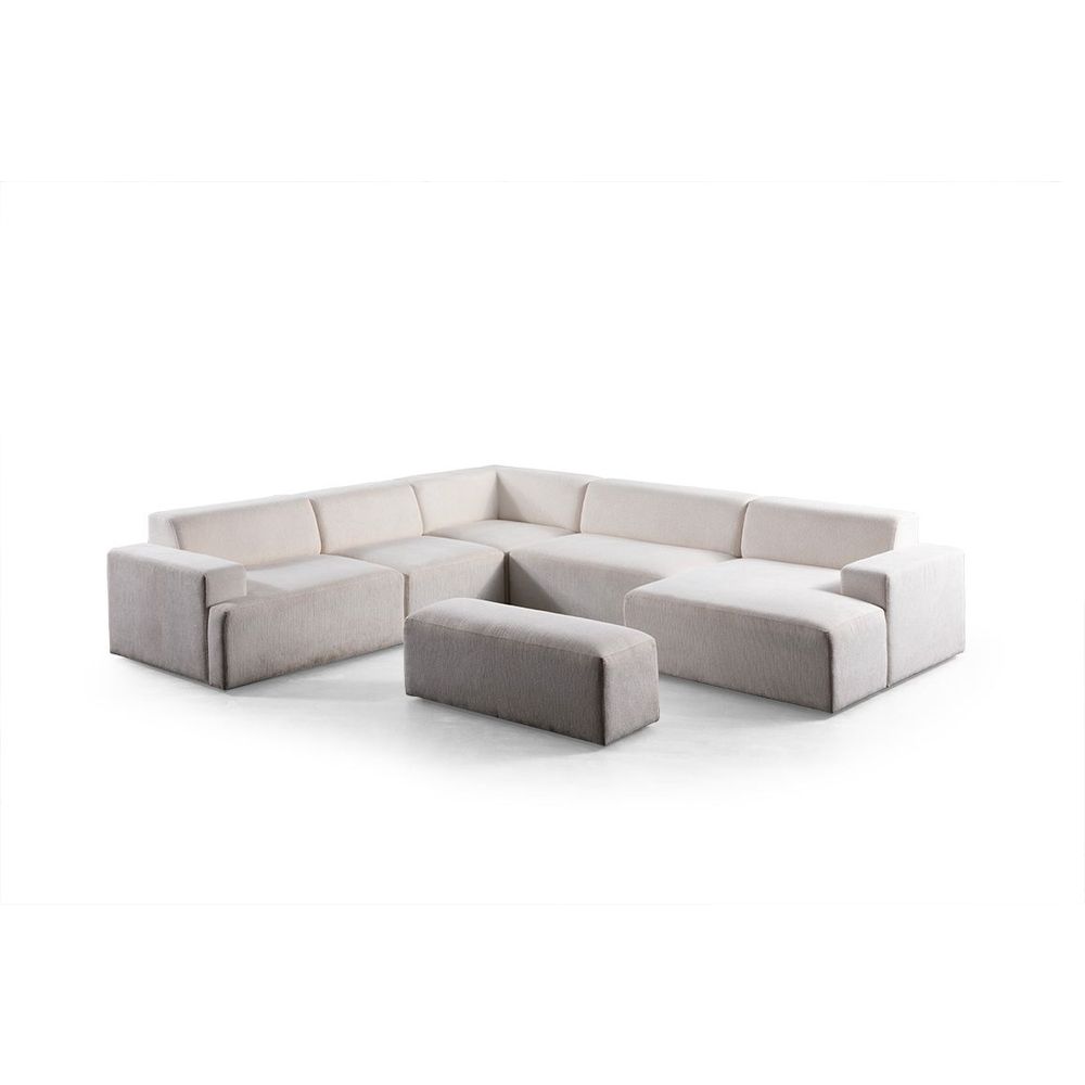 Ugaona Sofa Melva (L1,5 + O1 + C + O2 + Chl Desno + Stolić) - boja: bijela slika 4
