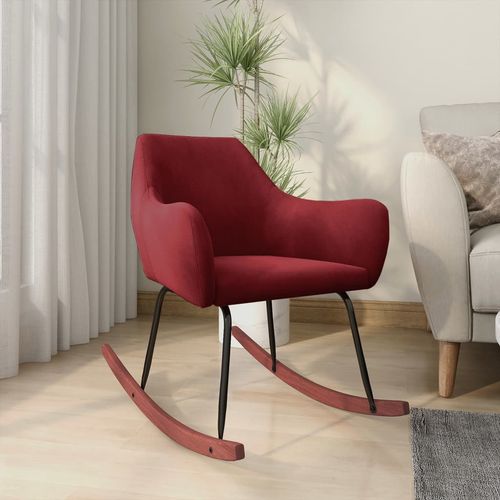 Stolica za ljuljanje crvena boja vina baršunasta slika 1