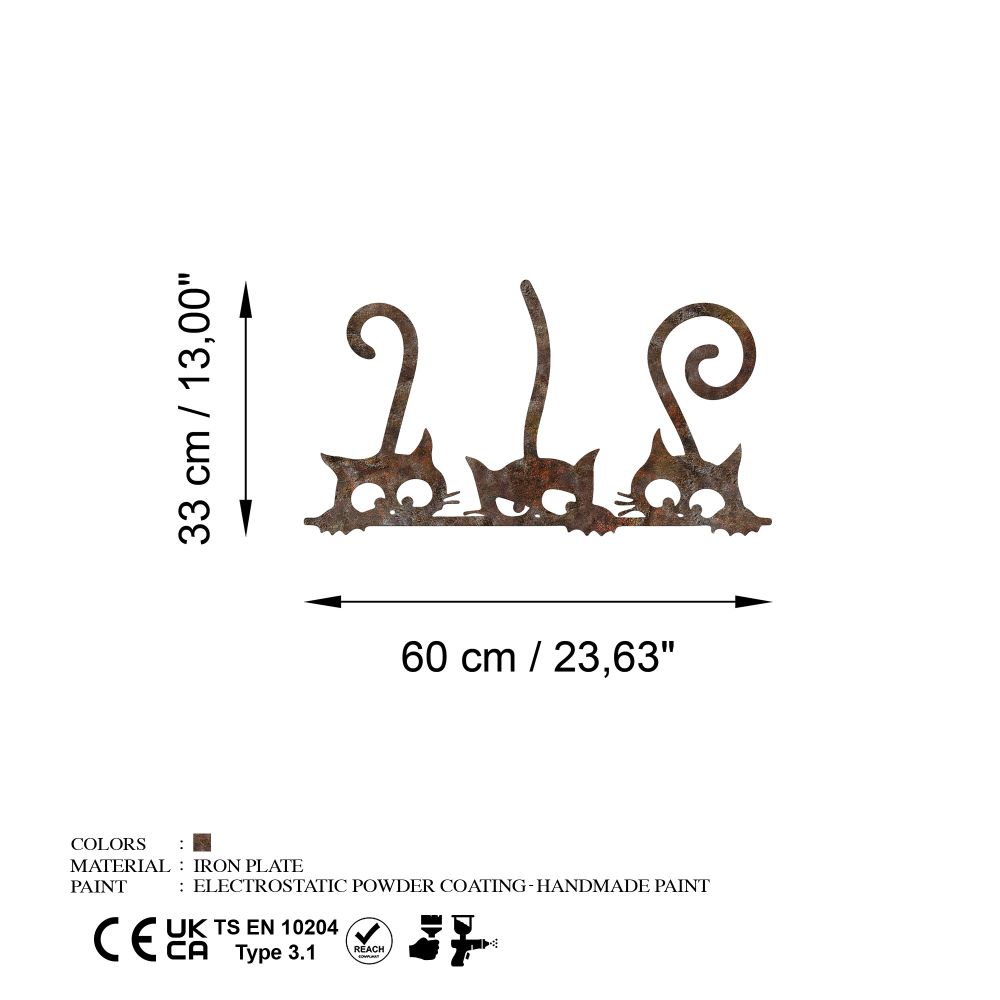 Decorative metal wall accessory Rusty Cats 1, colour: antiquation slika 7