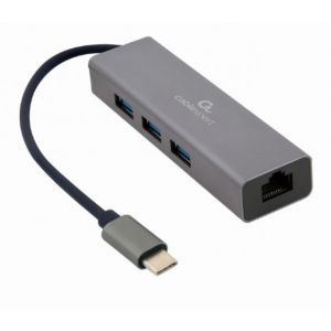 A-CMU3-LAN-01 Gembird USB-C Gigabit network adapter + 3-port USB 3.1 HUB (alt.A-CMU3-LAN-05) FO