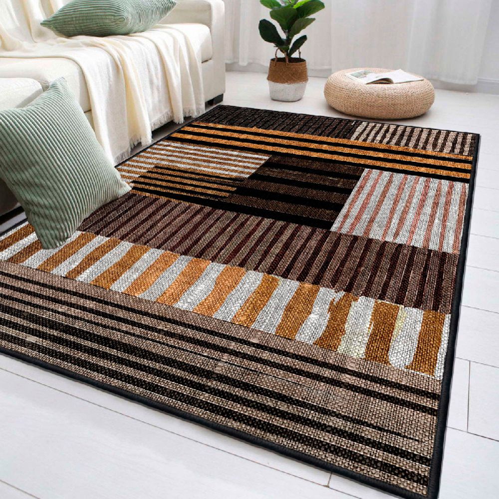 Elegantni Tepih WOOSONIL096 u Bijeloj, Narančastoj, Smeđoj i Crnoj Boji (160 x 230 cm) slika 2