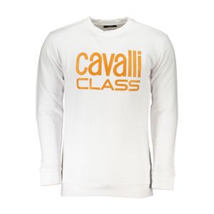 CAVALLI CLASS MEN'S WHITE ZIPLESS SWEATSHIRT