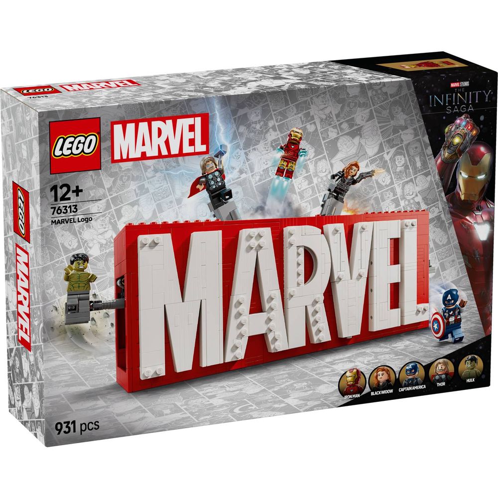LEGO 76313 Logotip Marvel i figurice slika 1