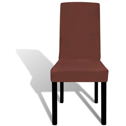 Ravna rastezljiva navlaka za stolice 6 kom smeđa boja slika 8