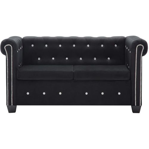 Chesterfield sofa za dvoje s baršunastom presvlakom 146 x 75 x 72 cm crna slika 43