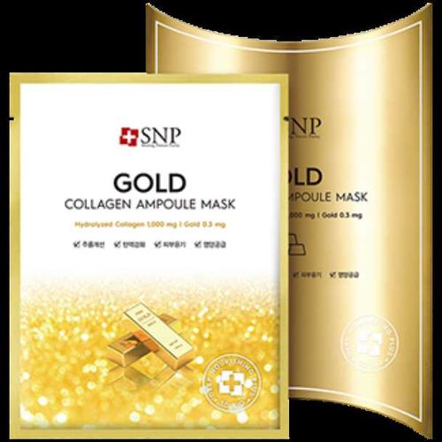 SNP Gold Collagen Ampoule Mask 25ml za lice protiv bora sa 24-karatnim zlatom i kolagenom slika 2