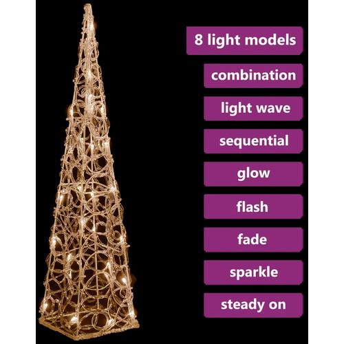 Akrilni ukrasni stožac s LED svjetlima topli bijeli 60 cm slika 4