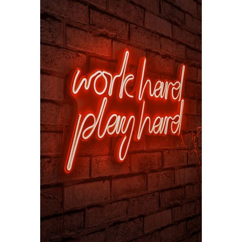 Work Hard Play Hard - Red Red Decorative Plastic Led Lighting slika 2