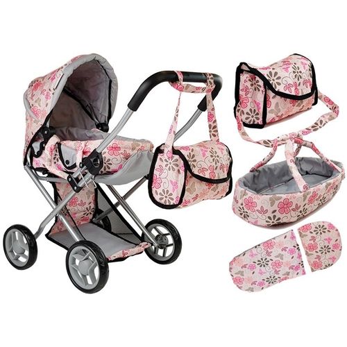 Kolica i torba za Alice Doll Pink Floral  slika 1