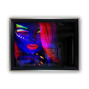 Vavien Artwork Slika na staklu 55x75 Neon Lips