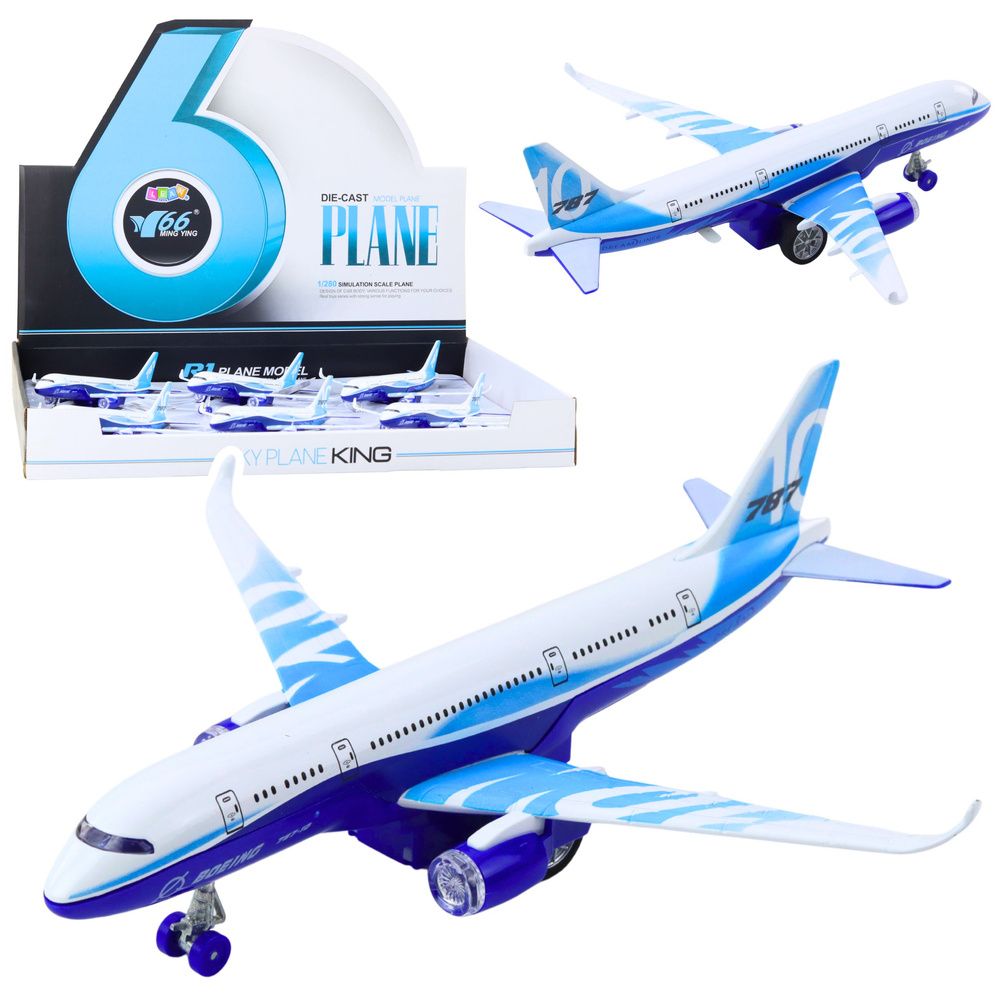 Putnički avion s povlačivim motorom, metalni, svjetla, zvukovi, 23 cm slika 1
