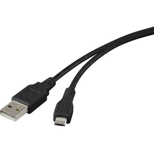 Renkforce USB kabel USB 2.0 USB-A utikač, USB-Micro-B utikač 1.00 m crna pozlaćeni kontakti RF-4316220 slika 1