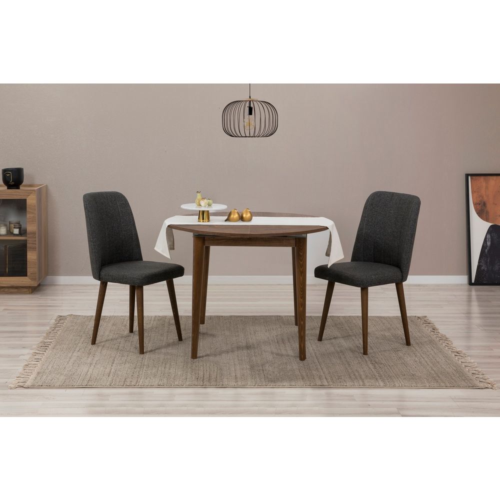 Set proširivog trpezarijskog stola i stolica Vina 1053 - Orah, Antracit Orah (3 komada) slika 1