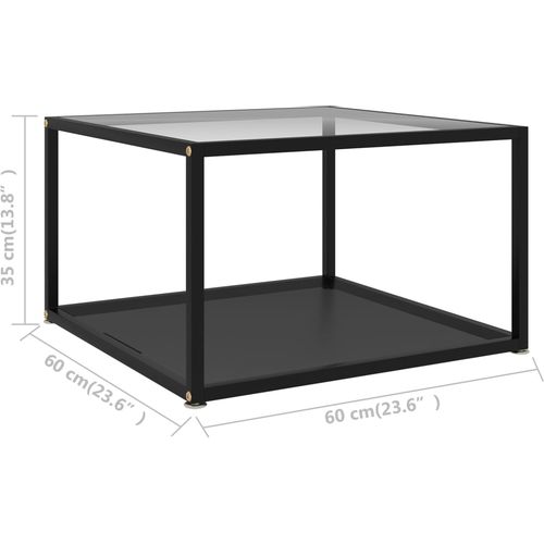 322891 Coffee Table Transparent and Black 60x60x35 cm Tempered Glass slika 12