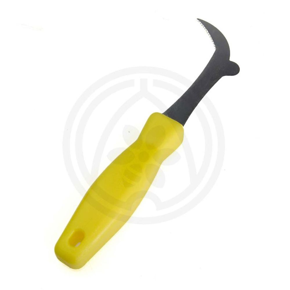 Pčelarski nož sa kukom i žutim plastičnim rukohvatom, Cr (inox) slika 1