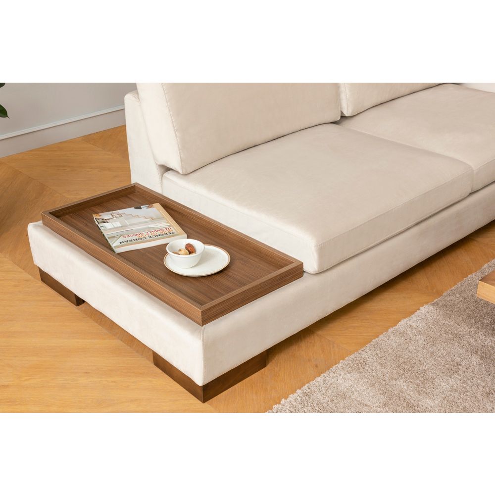 Ugaona Sofa 'Tulip Corner Right' s Pufnom - Bež Boja slika 4
