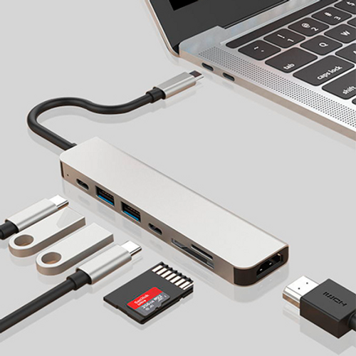 Adapter USB TYPE-C to HDMI/USB3.0/SD+TF, 7u1 slika 4