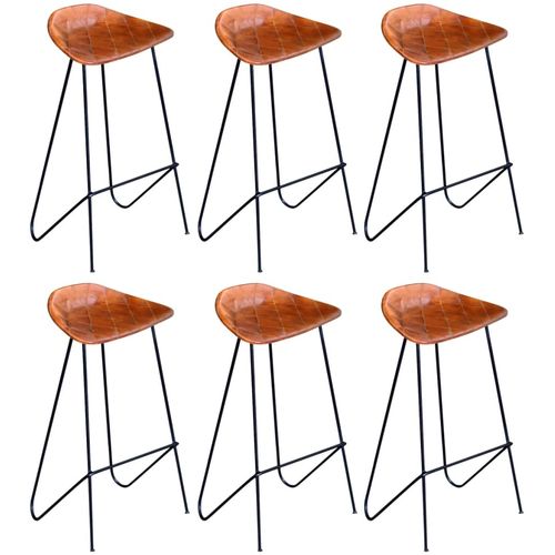 Barske stolice od prave kože 6 kom smeđe slika 19