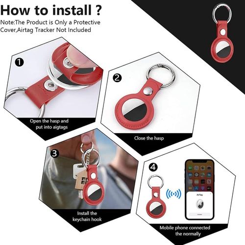 Techsuit – sigurni kožni držač (SLH1) – Apple AirTag torbica s metalnim prstenom – crvena slika 6