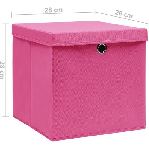 Kutije za pohranu s poklopcima 4 kom 28 x 28 x 28 cm ružičaste slika 28