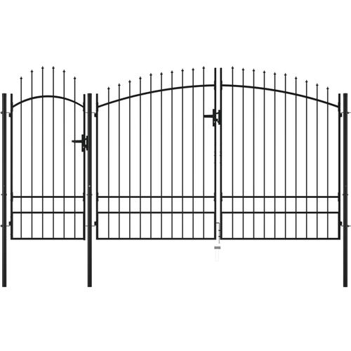 Vrtna vrata čelična 2,45 x 4 m crna slika 1