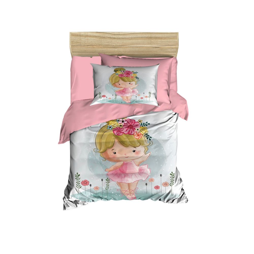 Set posteljine za bebe PH157 u prahu bijele i roza boje slika 1
