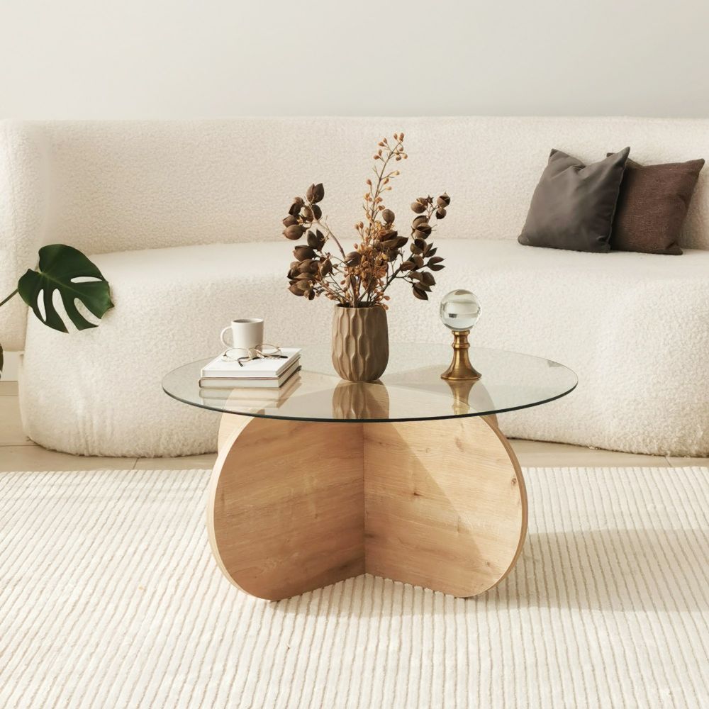 Stol za kafu 'Bubble - Sapphire Oak' sa staklenim vrhom slika 3
