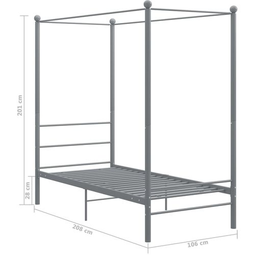 Okvir za krevet s nadstrešnicom sivi metalni 100 x 200 cm slika 11