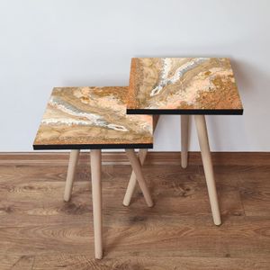Nesting Sto 2Shp77 - Salmon Beige i Bijeli (2 Komada)
