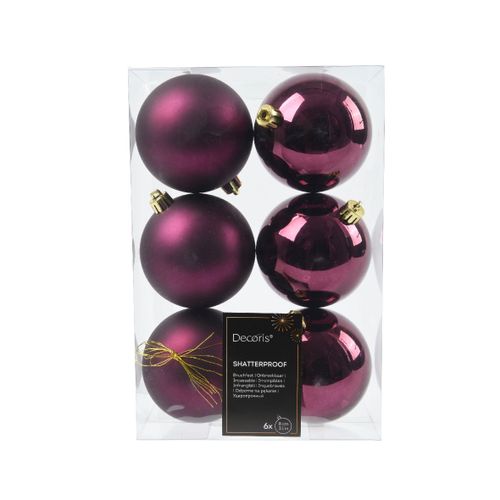 Novogodišnji set kugli za jelku 6pcs 8cm 022596 - Dark mauve - KMG slika 2