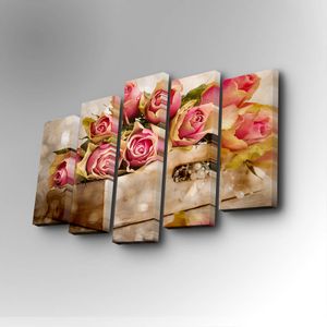 5PUC-046 Multicolor Decorative Canvas Painting (5 Pieces)