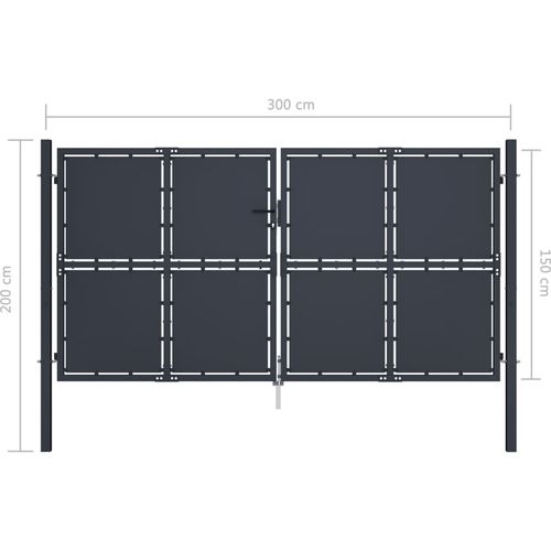 Vrtna vrata čelična 300 x 150 cm antracit slika 10